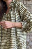 Nonni Gingham Poet Blouse Olive